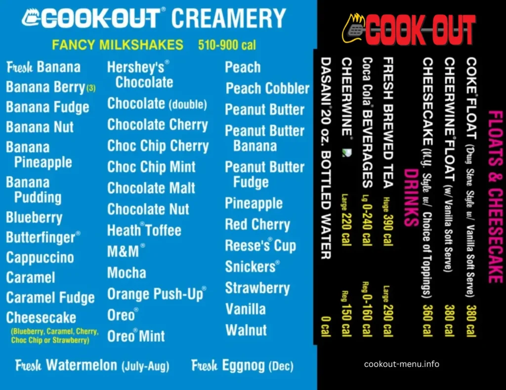 Cookout Menu With Prices